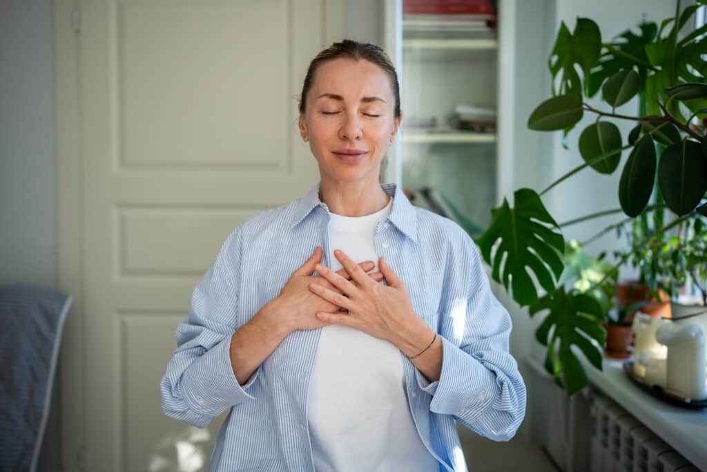 woman finding peace during mental health treatment at horizon