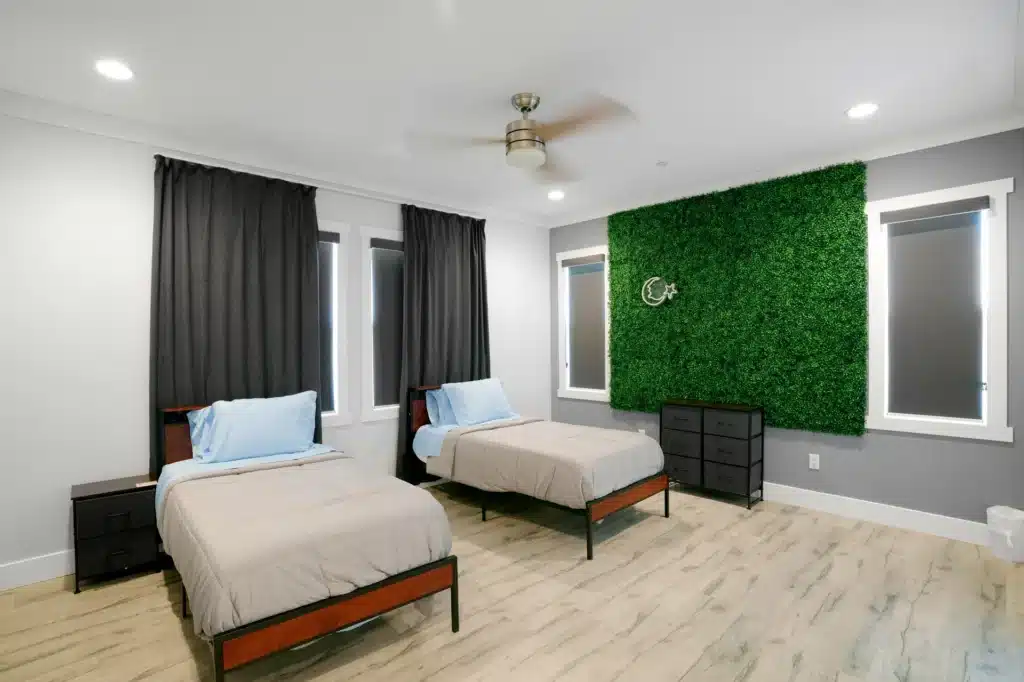 Residential treatment room in California rehab center with natural light